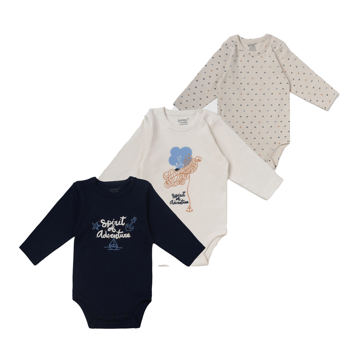 Junior Bodysuit Long Sleeve Sea Waves 18-24m